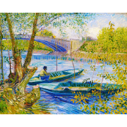 Broderie Point de Croix Estampée La Pêche au printemps Van Gogh Toile 32x40 cm Figure d'Art